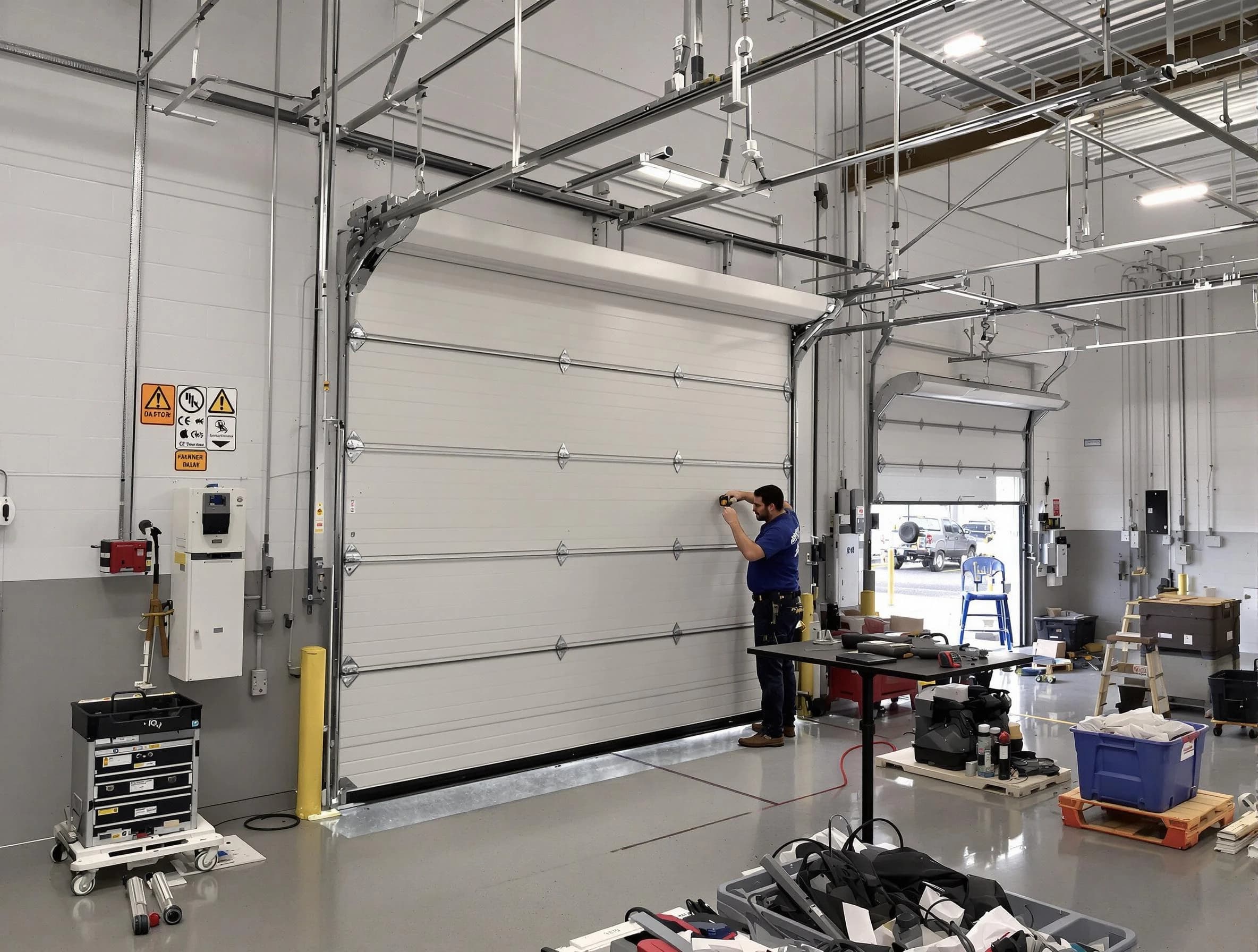 Commercial garage door repair being performed by Piscataway Garage Door Repair expert in Piscataway