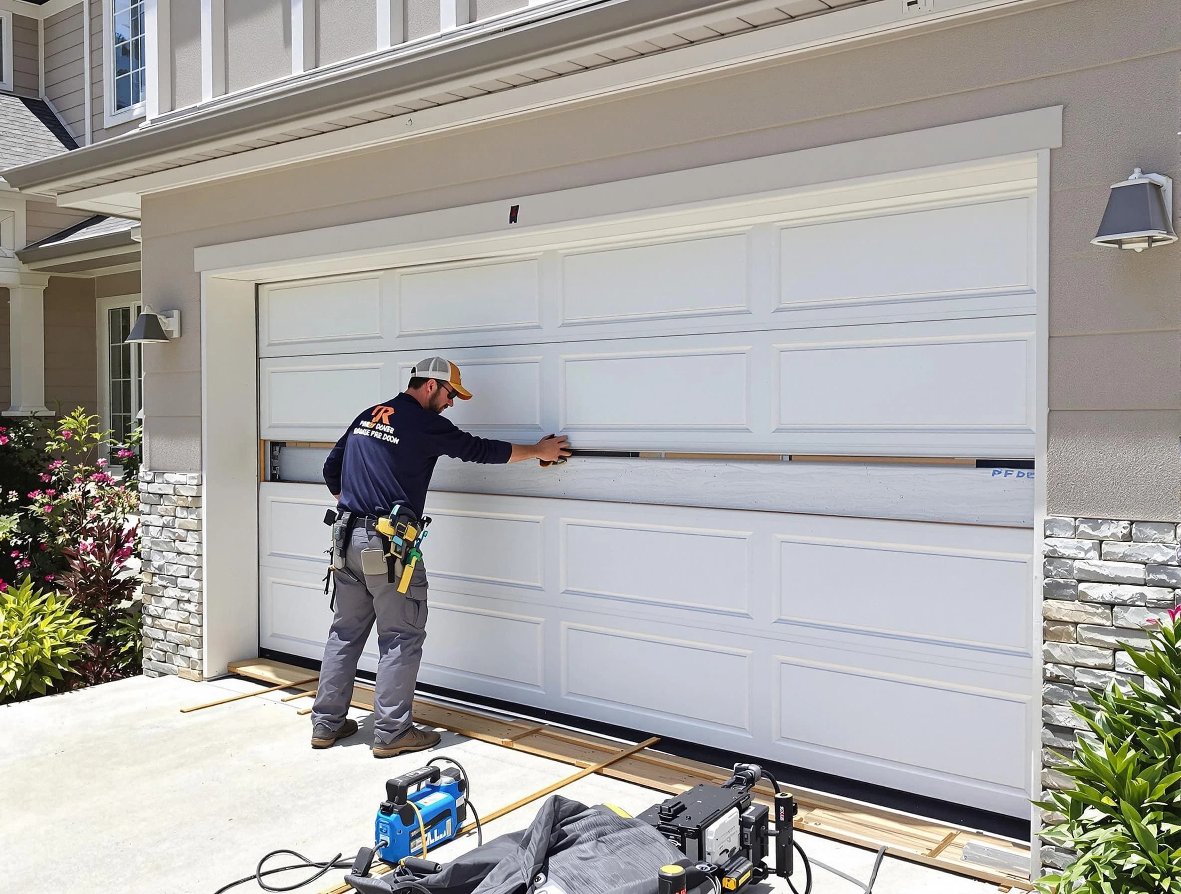 Piscataway Garage Door Repair team performing complete garage door replacement at Piscataway residence