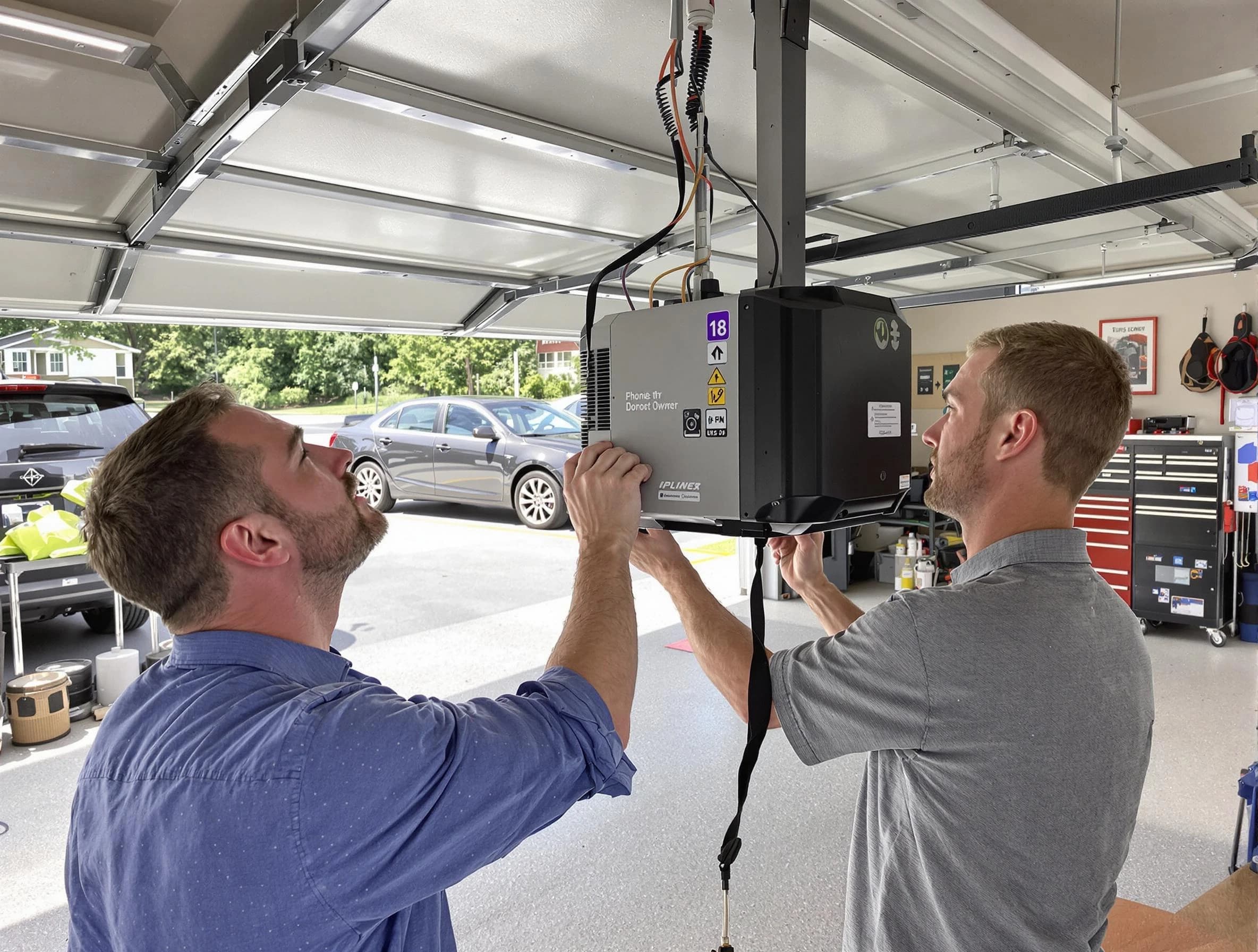 Piscataway Garage Door Repair technician installing garage door opener in Piscataway