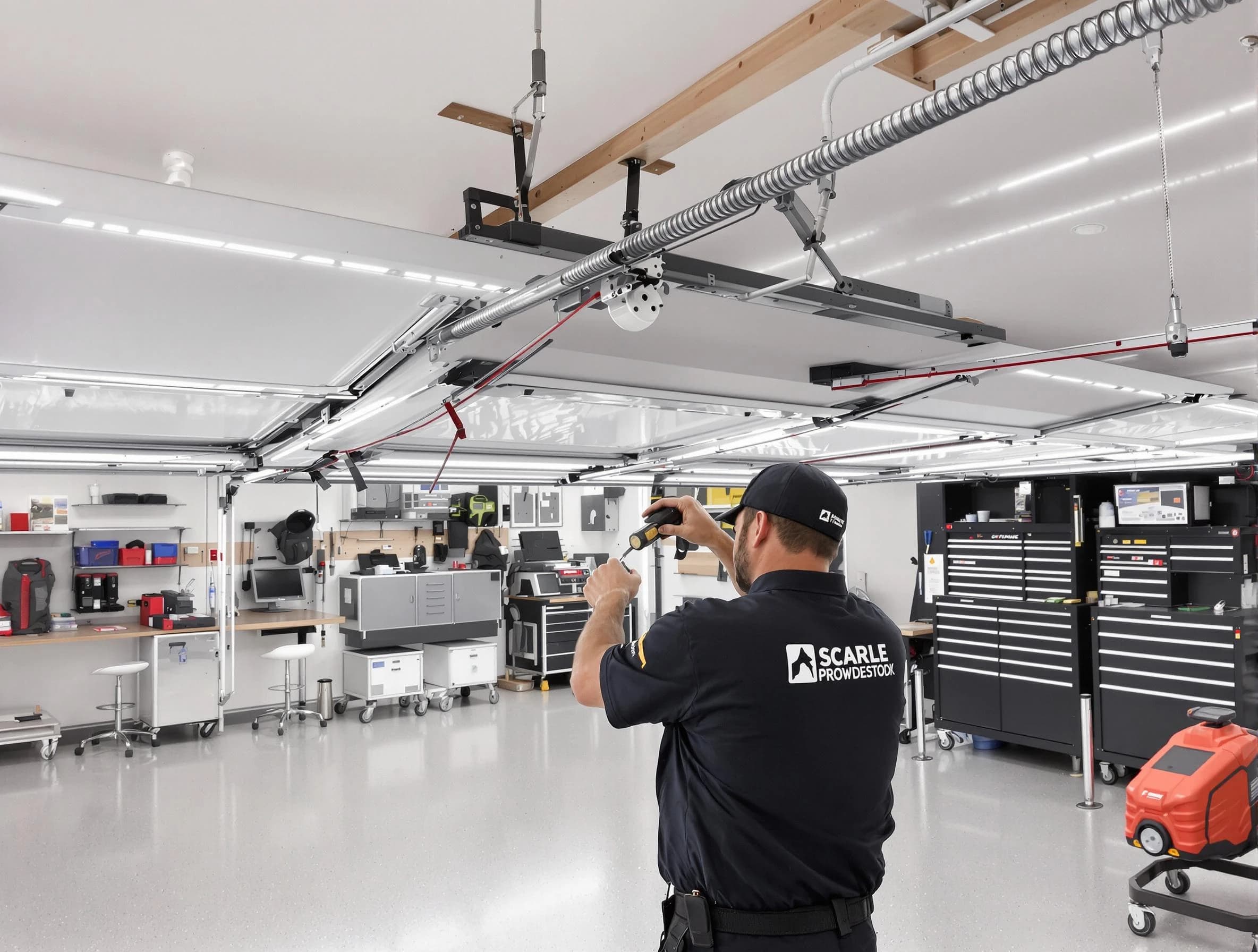 Piscataway Garage Door Repair technician repairing overhead garage door in Piscataway